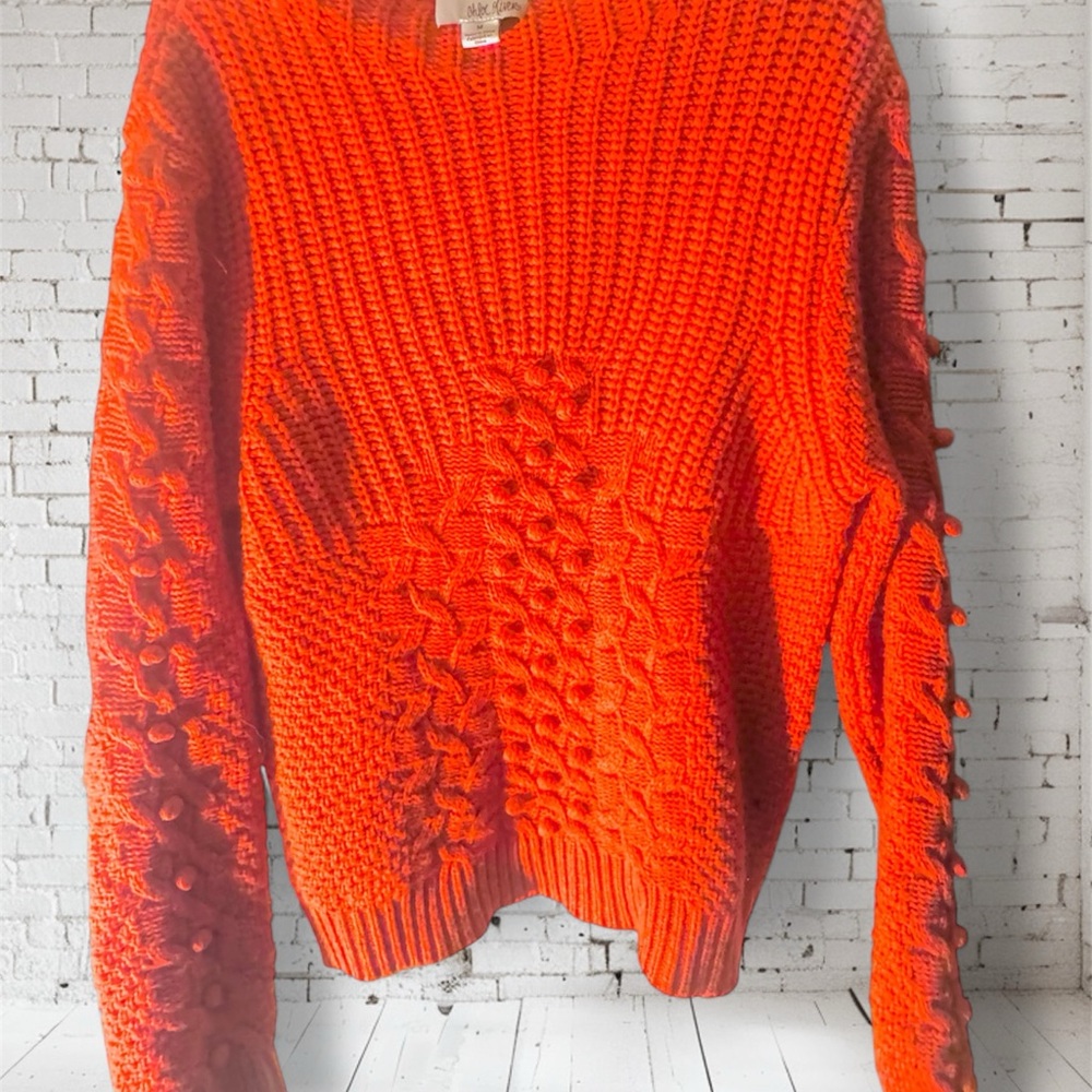 Chloe Oliver  Orange Crew Neck Sweater with Relaxed Fit